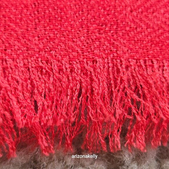 NWOT Coral Red Cashmere & Silk Scarf - Picture 4 of 13